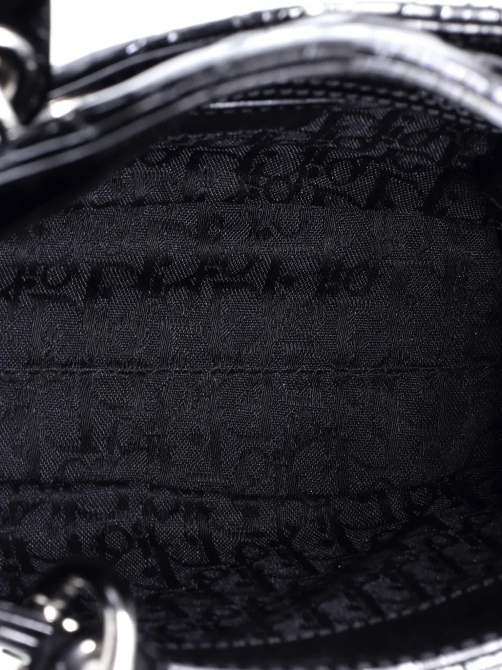 Pre-owned Dior Lady  Bag Cannage Quilt Patent Mini Satchel In Black