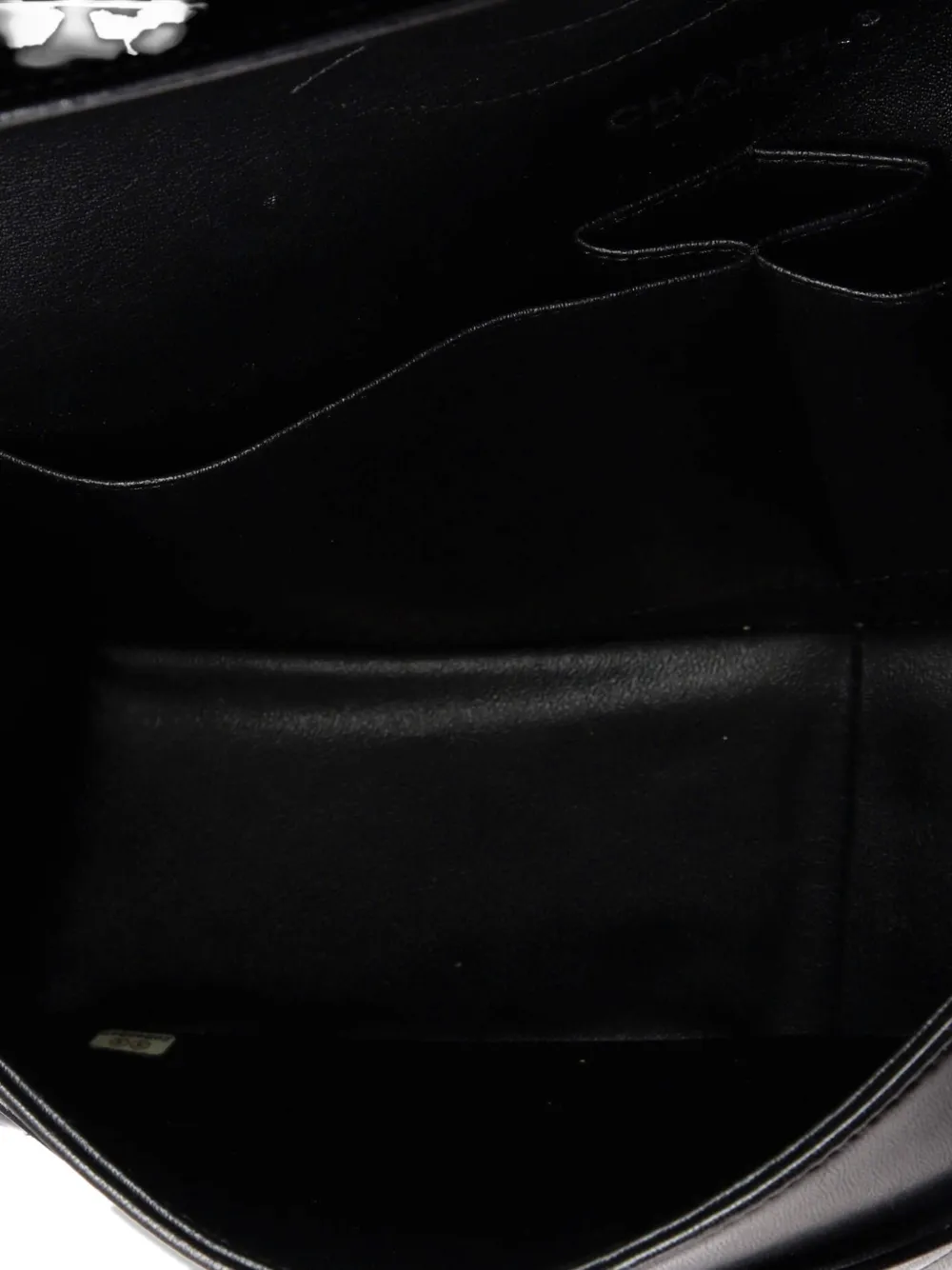 CHANEL Pre-owned So Black Classic Double Flap Bag Chevron Lambskin Jumbo Crossbody Bag