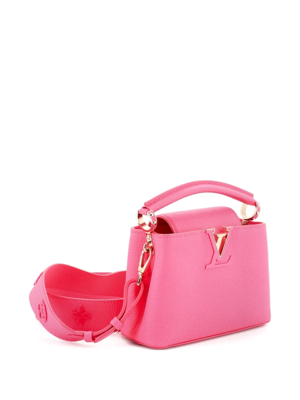 Pre-owned Louis Vuitton Capucine Bag Leather With Monogram Tuffetage Leather Strap Mini Satchel In Pink