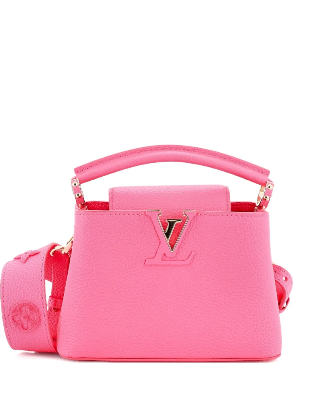 Pre-owned Louis Vuitton Capucine Bag Leather With Monogram Tuffetage Leather Strap Mini Satchel In Pink
