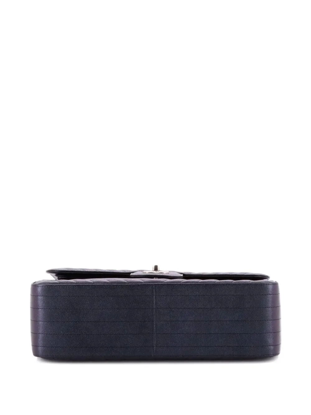 CHANEL Pre-owned Classic Double Flap Bag Chevron Iridescent Caviar Jumbo Shoulder Bag In Black