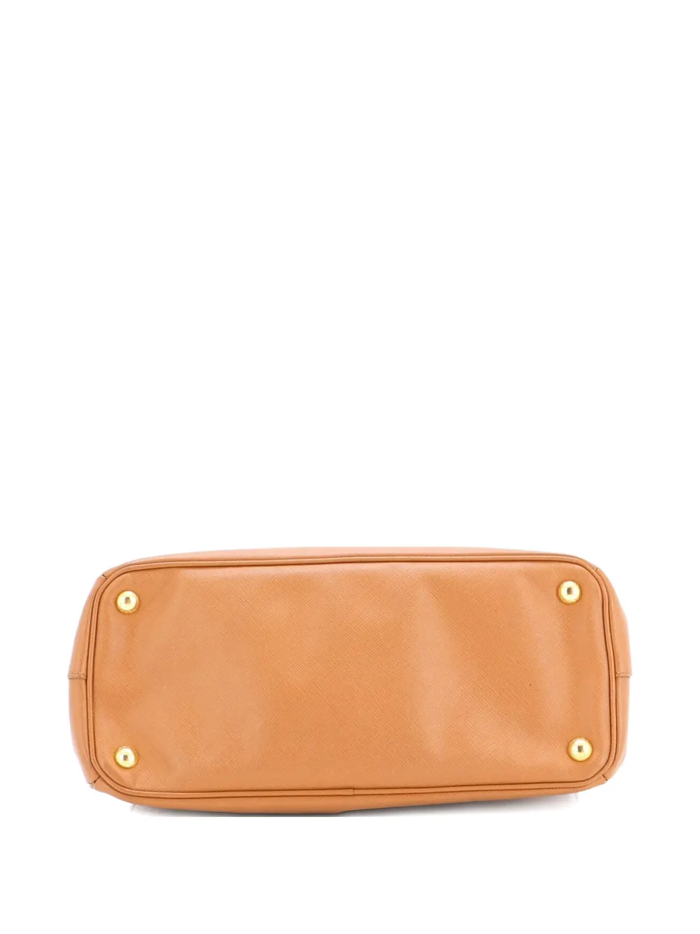 PRADA Pre-owned Double Zip Lux Saffiano Leather Small Tote Bag In Brown