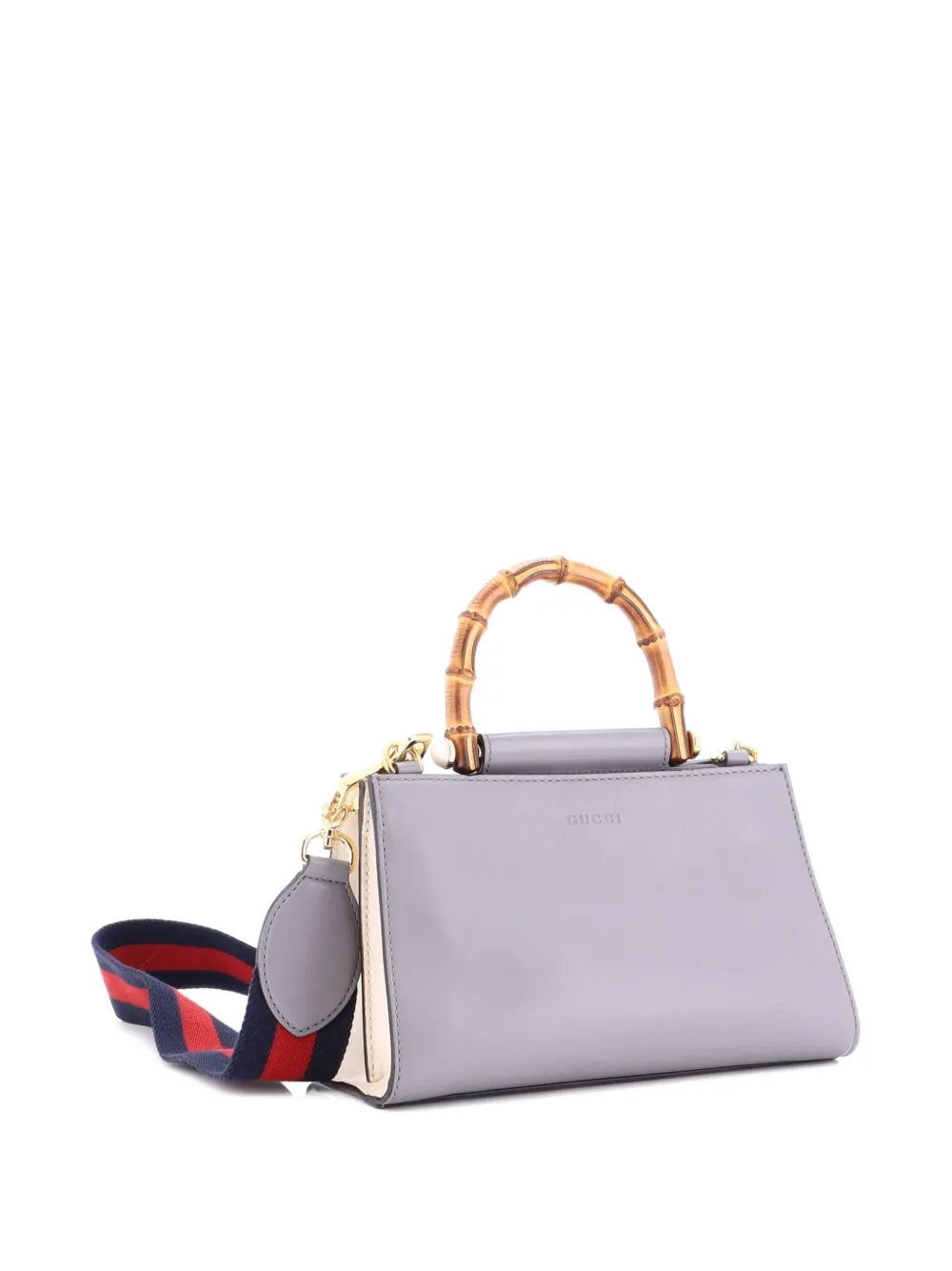 Pre-owned Gucci Nymphaea Top Handle Bag Leather Mini Satchel In Gray