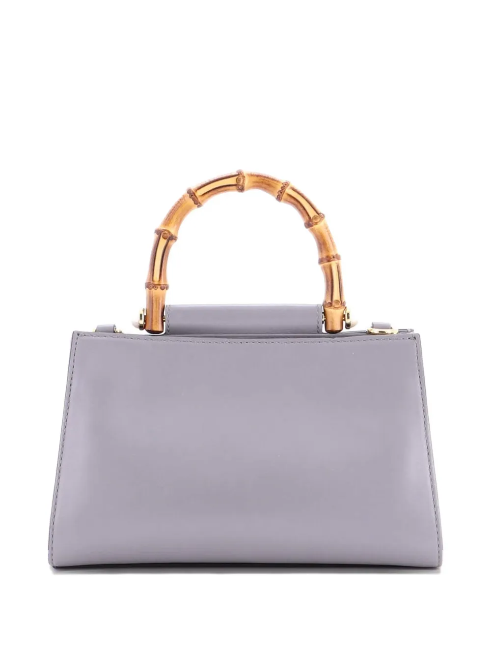 Pre-owned Gucci Nymphaea Top Handle Bag Leather Mini Satchel In Gray