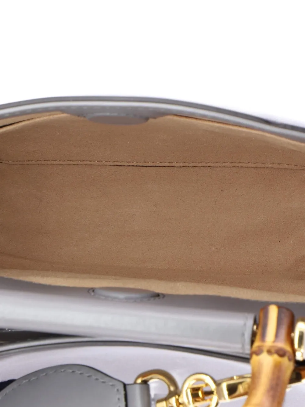 Pre-owned Gucci Nymphaea Top Handle Bag Leather Mini Satchel In Gray