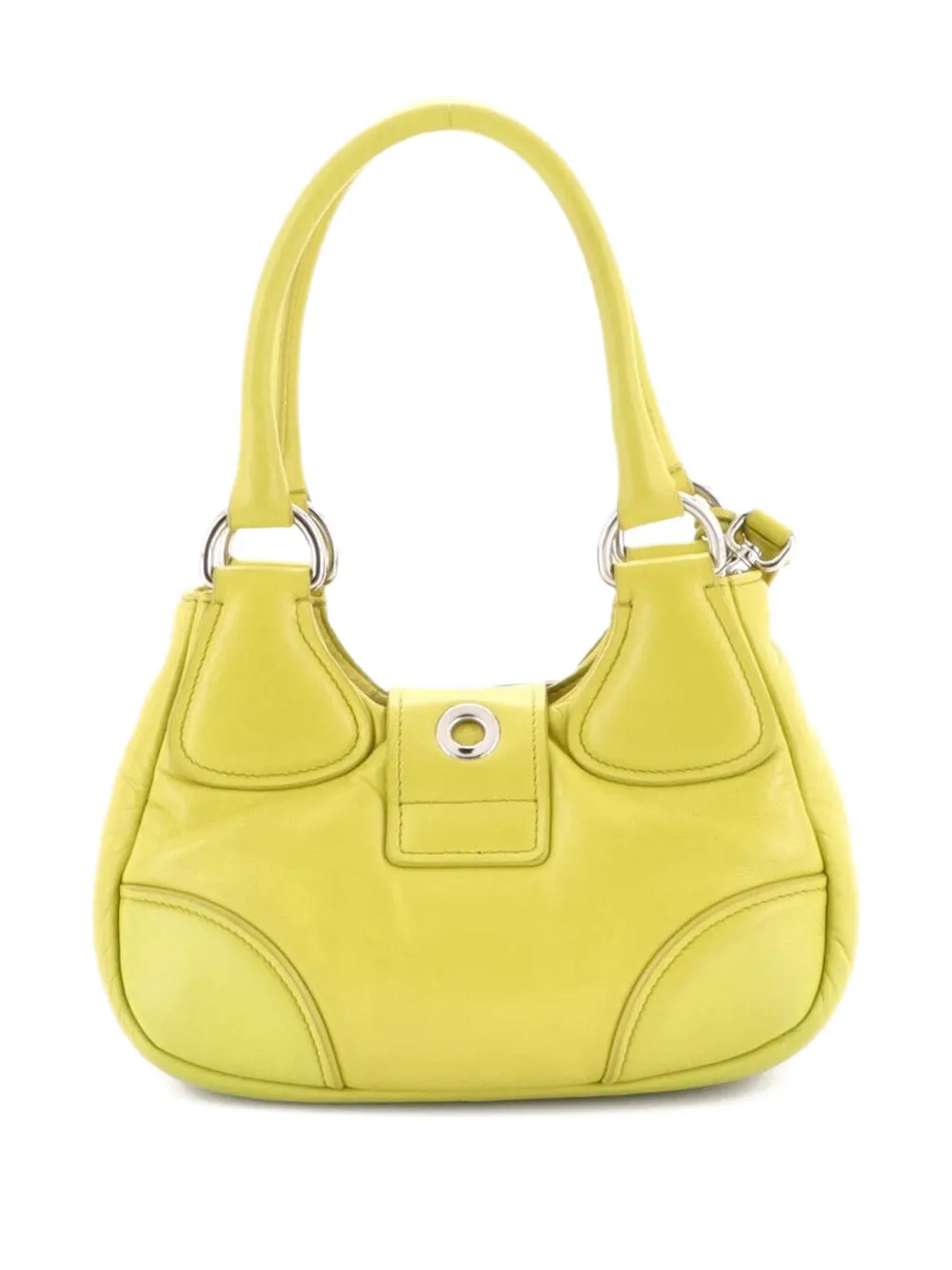 Pre-owned Prada Re-edition 2002 Moon Handle Bag Padded Nappa Leather Satchel In Yellow