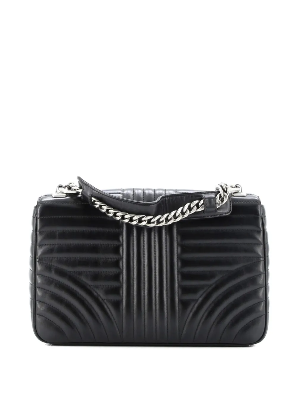 PRADA Pre-owned Chain Flap Diagramme Quilted Leather Large Shoulder Bag In Black