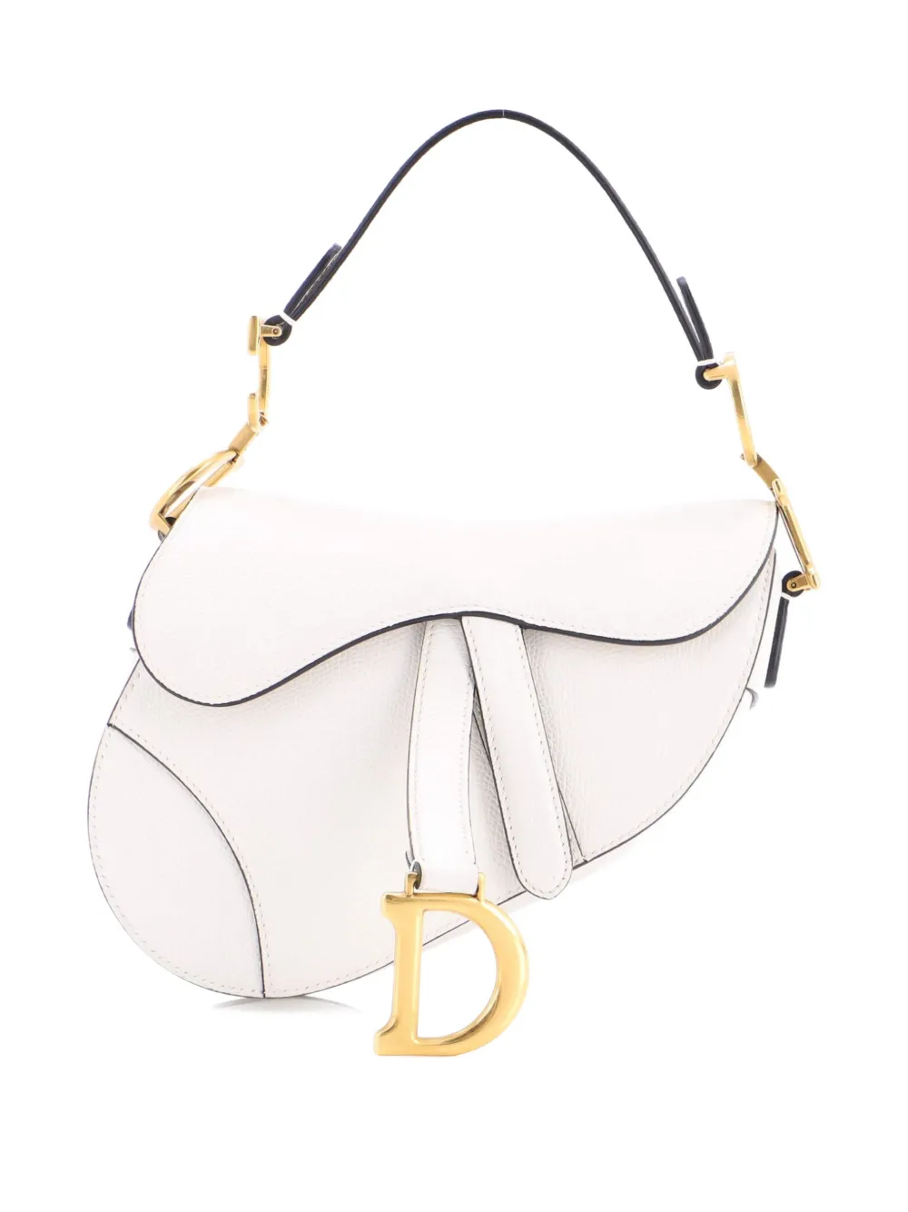 Pre-owned Dior Saddle Handbag Leather Mini Shoulder Bag In White