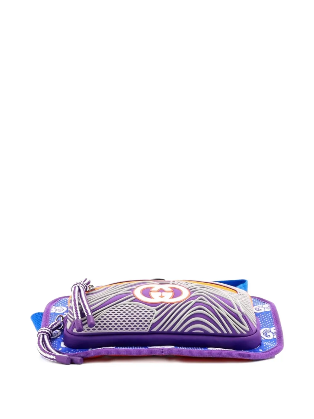 Pre-owned Gucci Panelled Front Pocket Backpack Gg Jacquard Nylon And Rubber Belt Bag In Multi