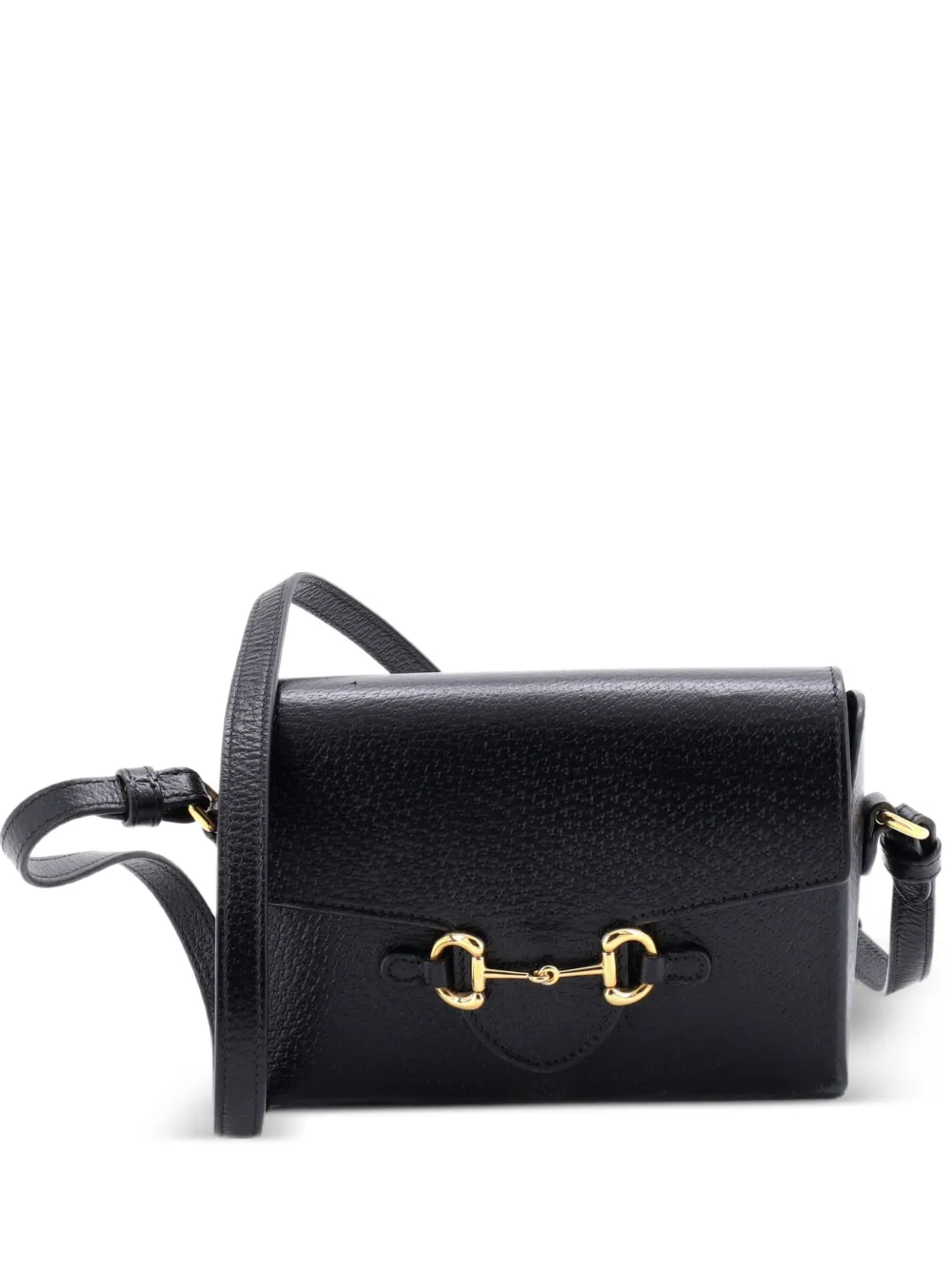 Gucci Pre-Owned Horsebit 1955 Flap Leather Mini crossbody bag - Nero