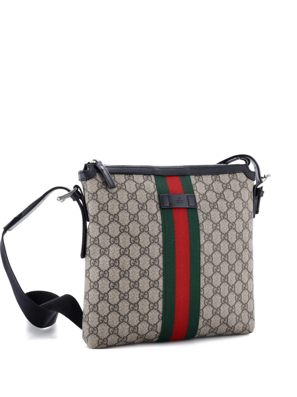 Click to view more detailed imagery on our partner's website Pre-owned Gucci Web Messenger Bag Gg Coated Canvas Medium Crossbody Bag In Black