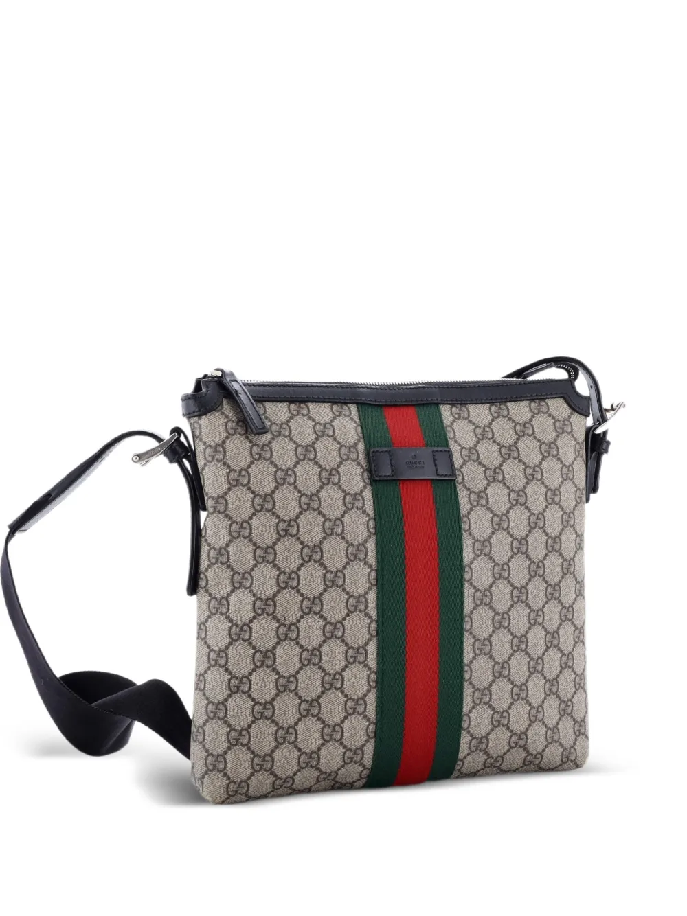 Gucci Pre-Owned Web Messenger Bag GG Coated Canvas Medium crossbody bag - Nero