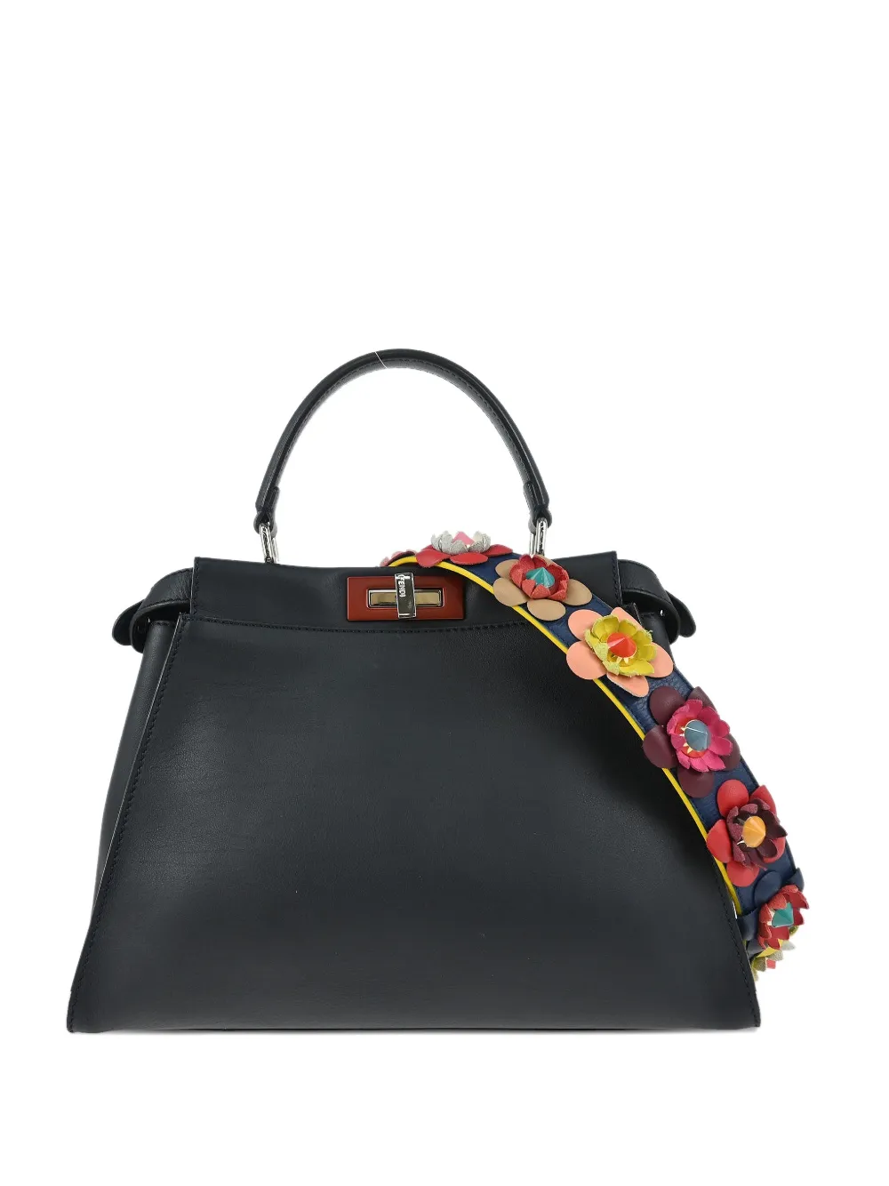 Fendi Pre-Owned 2017 Peekaboo flower-applique tote bag - Nero