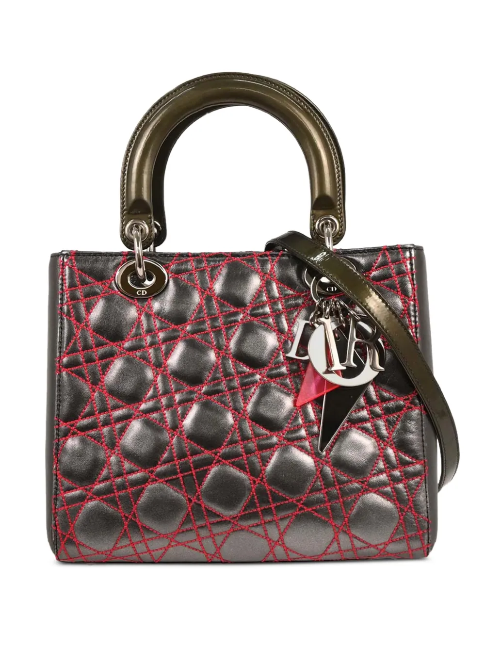 Christian Dior Pre-Owned 2011 Anselm Reyle medium Lady Dior tote bag - Grigio