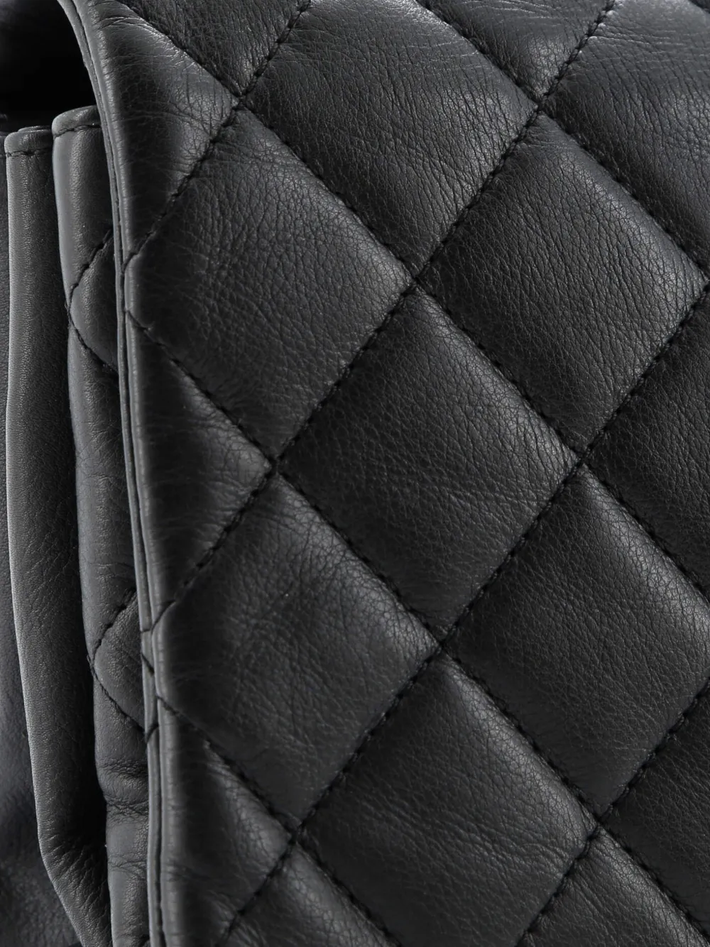 Pre-owned Chanel Pearl Cc Accordion Flap Bag Quilted Calfskin Medium Shoulder Bag In Black