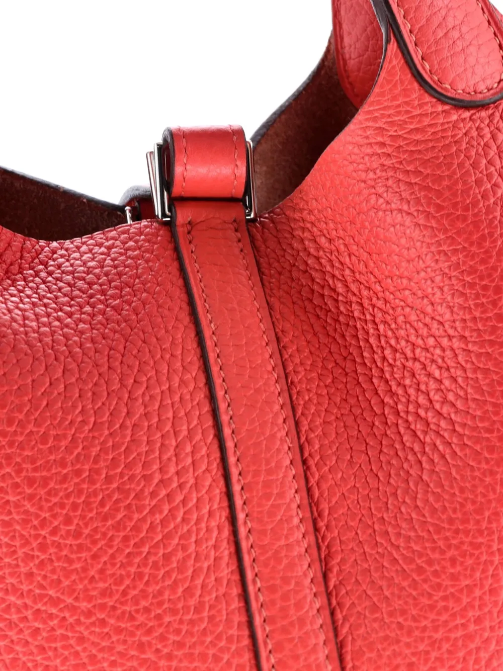 HERMES Pre-owned Picotin Lock Bag Clemence Pm Bucket Bag In Red