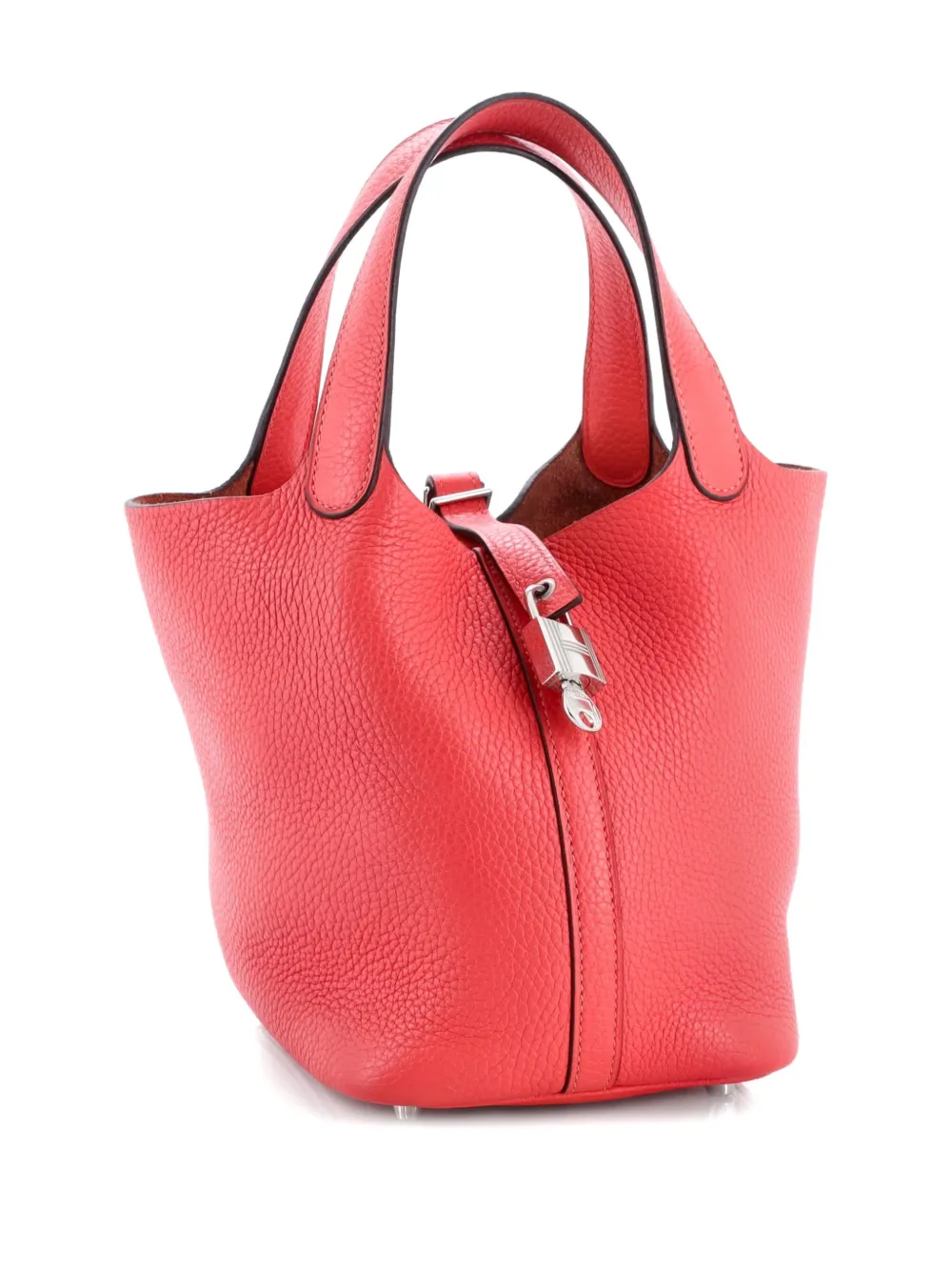 HERMES Pre-owned Picotin Lock Bag Clemence Pm Bucket Bag In Red