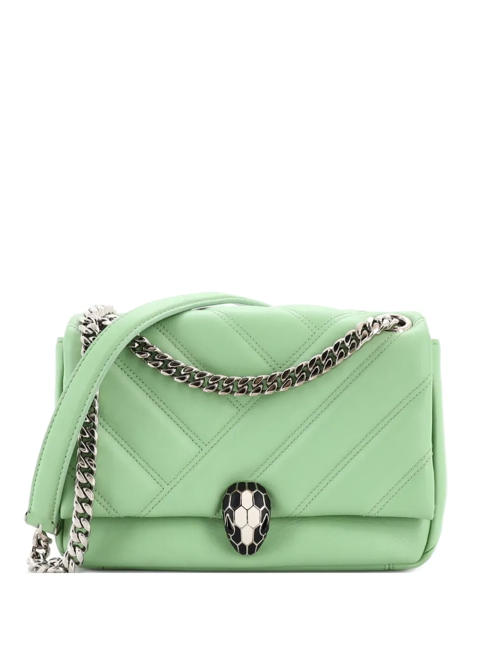 Bvlgari Pre-Owned Serpenti Cabochon Diagonal Quilted Leather Small shoulder bag - Verde