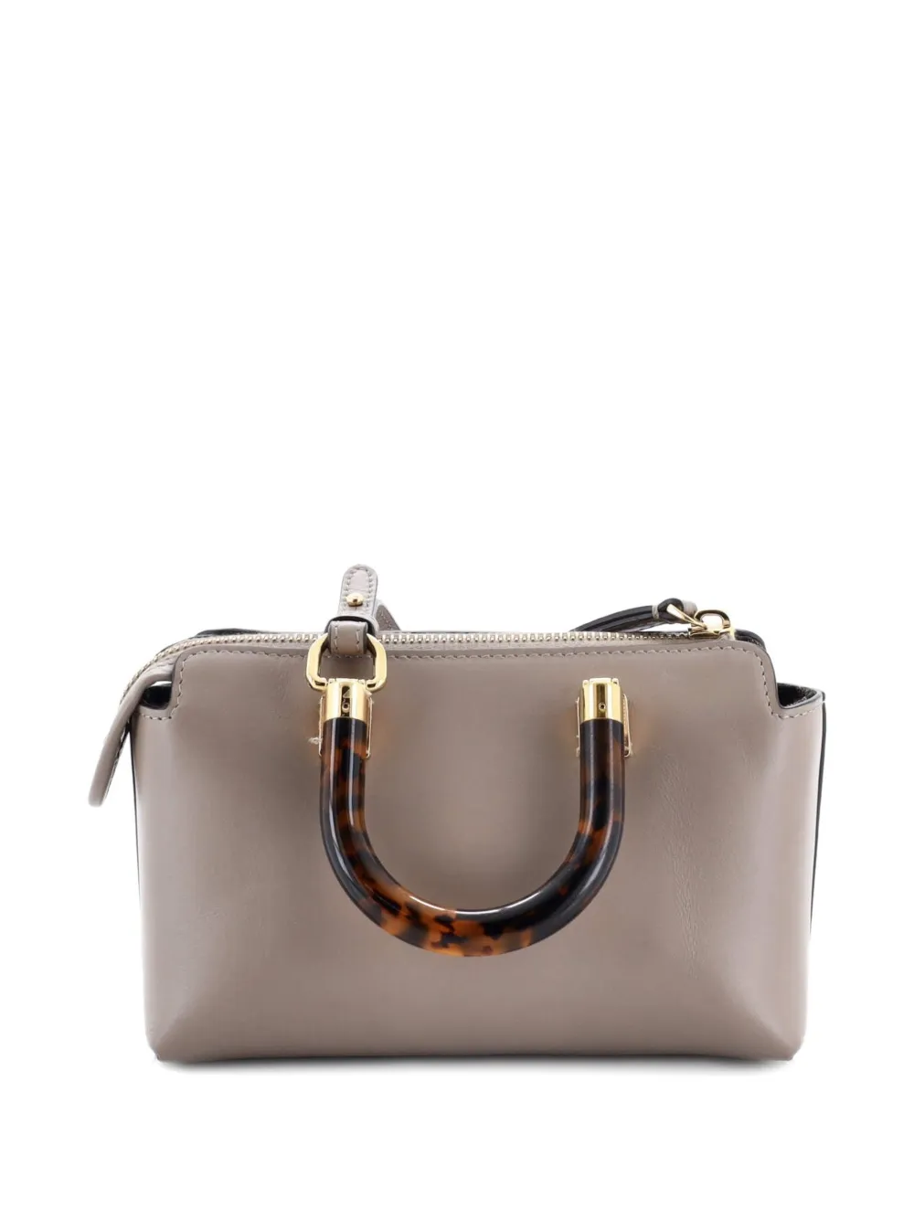 FENDI Pre-owned Logo By The Way Top Handle Bag Embossed Leather Mini Crossbody Bag In Gray