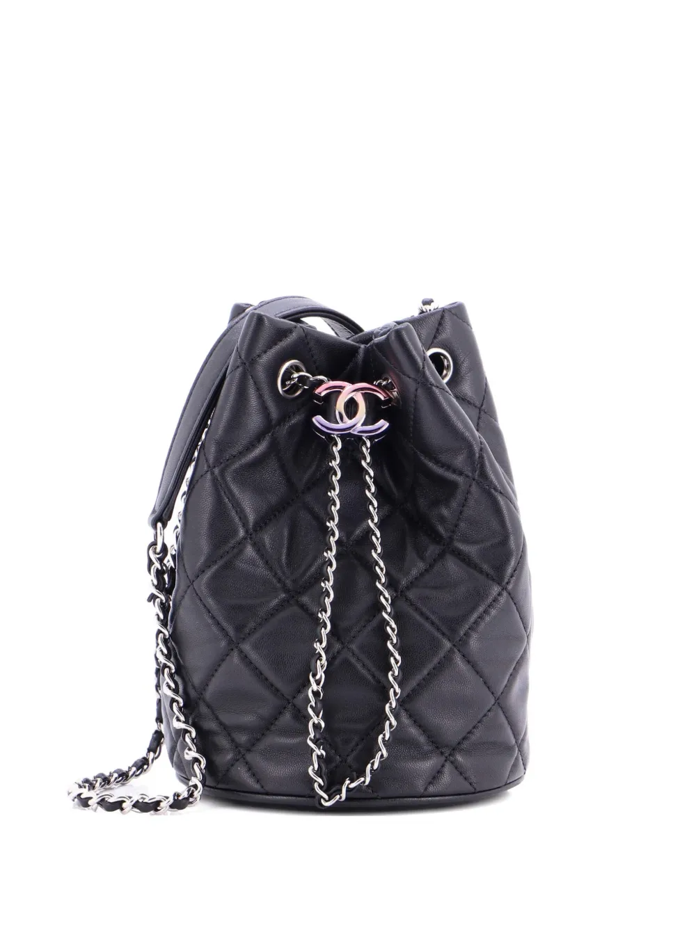 CHANEL Pre-Owned Rainbow CC Drawstring Quilted Lambskin Mini bucket bag | negro | Image 1