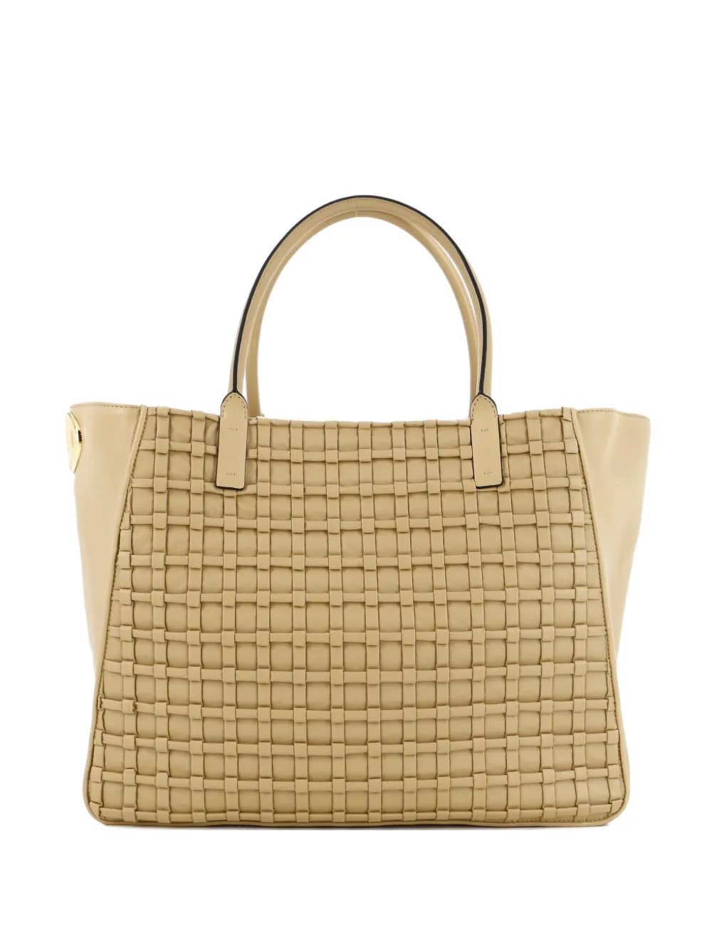 Pre-owned Valentino Garavani Vlogo Bold Leather Large Tote Bag In Neutral