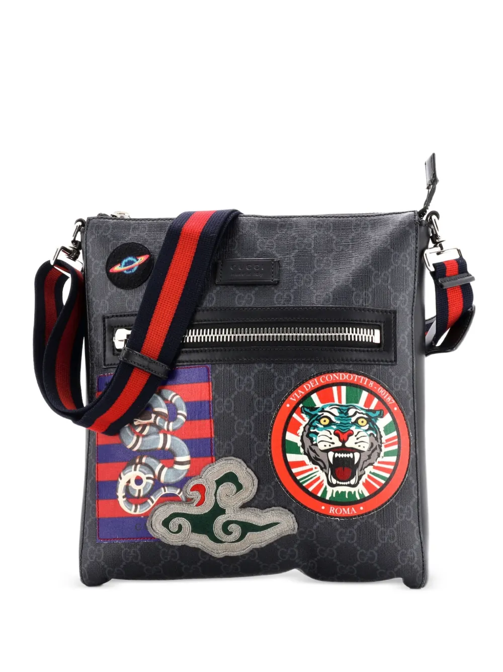 Gucci Pre-Owned Night Courrier Zip Messenger GG Coated Canvas with Applique Small crossbody bag - Marrone