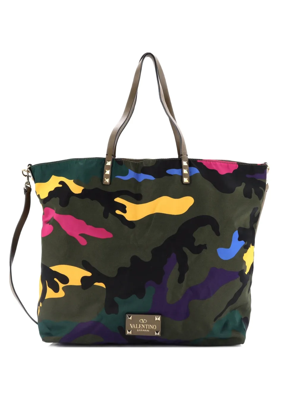 Valentino Garavani Pre-Owned Rockstud Open Reversible Convertible Camo Nylon Medium tote bag - Multicolore