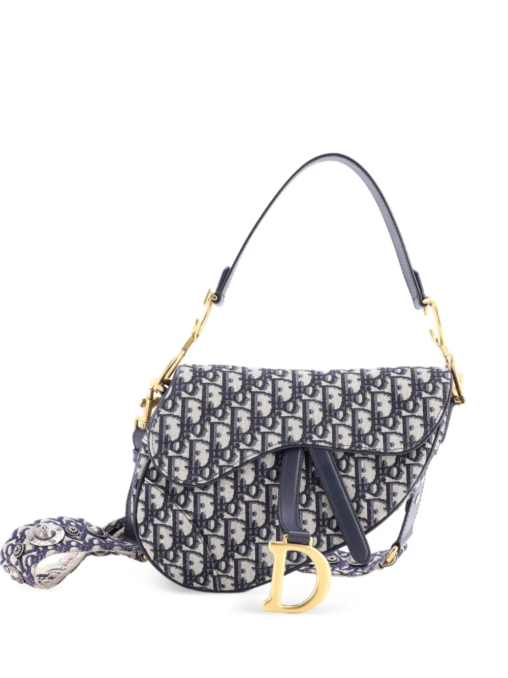 Christian Dior Pre-Owned Saddle Handbag with Strap Oblique Canvas Medium shoulder bag - Blu