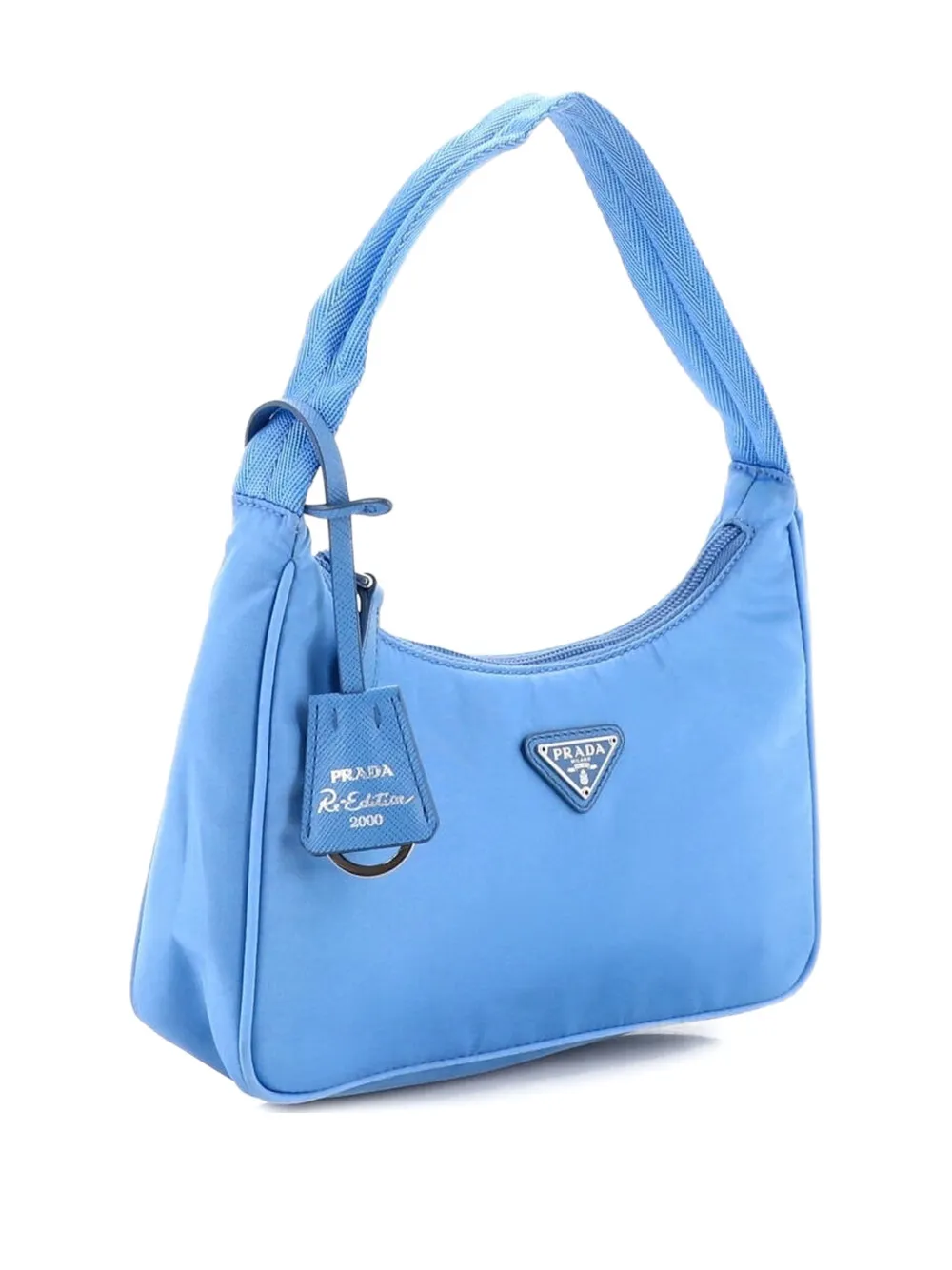 Pre-owned Prada Re-edition 2000 Tessuto Mini Hobo Bag In Blue