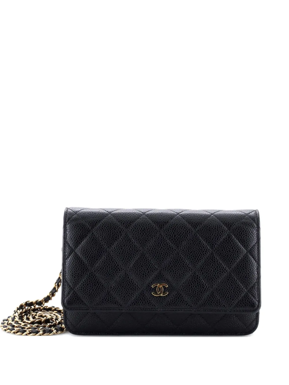 CHANEL Pre-Owned Wallet on Chain Quilted Caviar crossbody bag - Nero