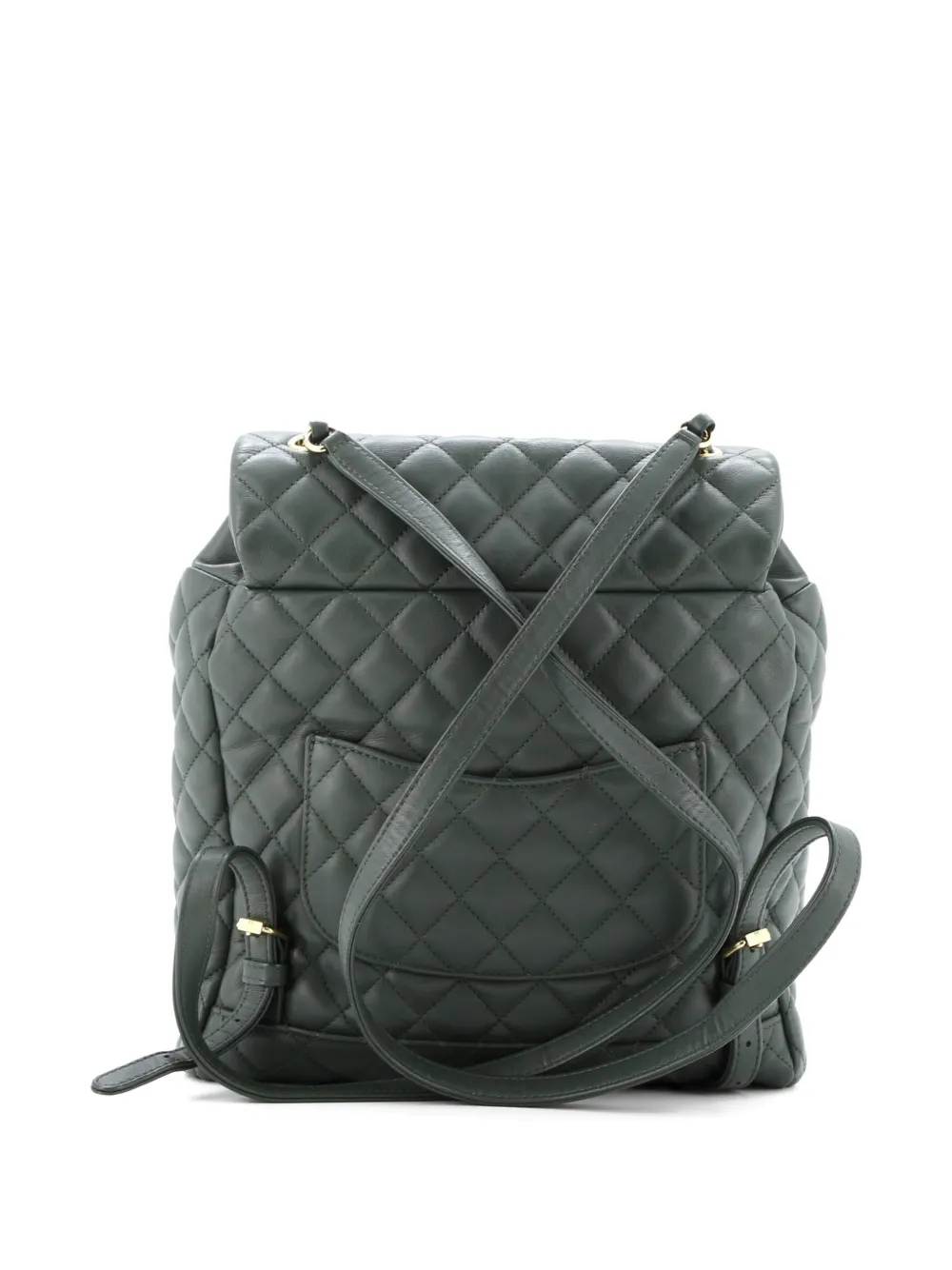 Pre-owned Chanel Urban Spirit Quilted Lambskin Large Backpack In Green