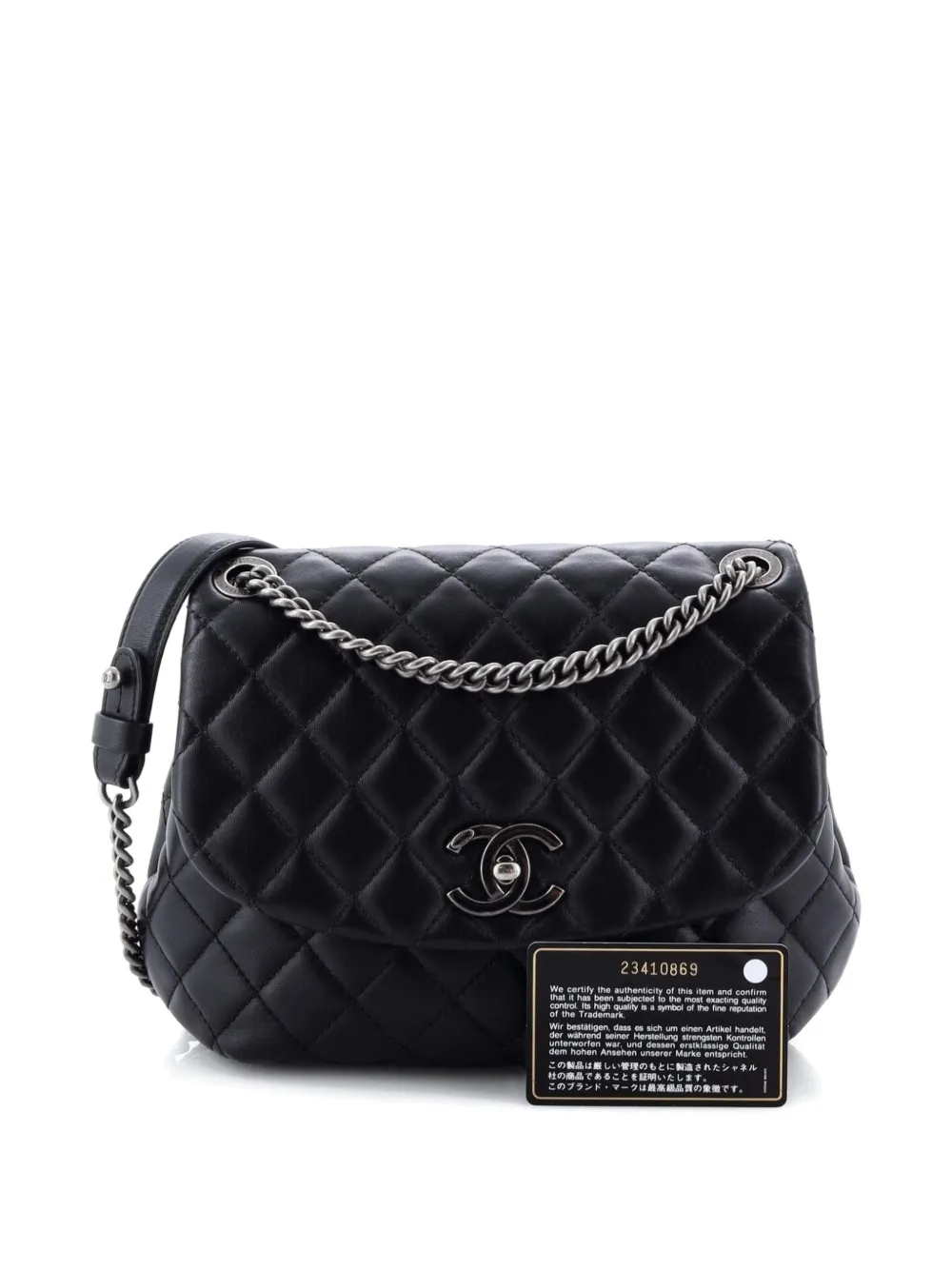 CHANEL Pre-owned Daily Supple Flap Bag Quilted Lambskin Large Shoulder Bag In Black