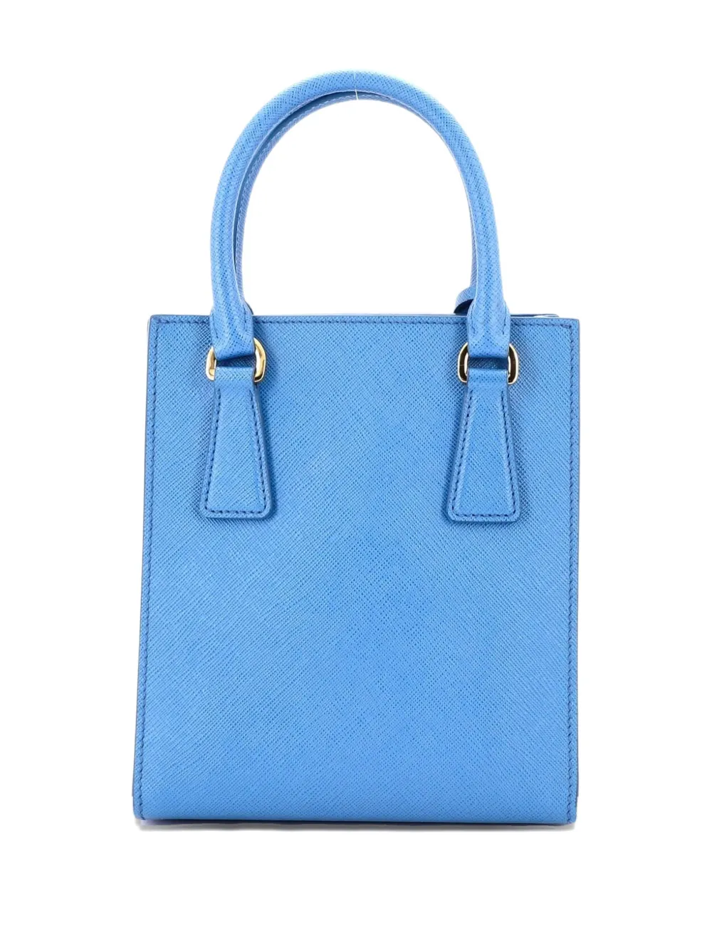 Pre-owned Prada Lux Convertible Shopper Saffiano Leather Mini Tote Bag In Blue