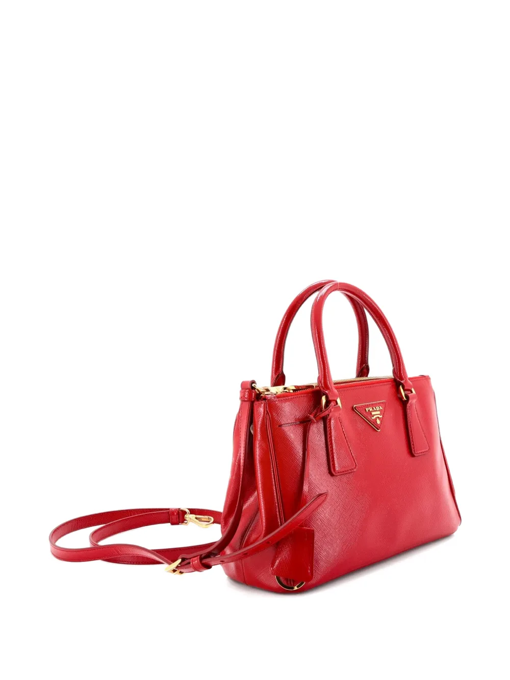 PRADA Pre-owned Double Zip Lux Vernice Saffiano Leather Mini Tote Bag In Red