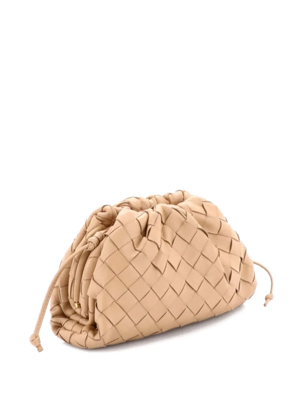 Pre-owned Bottega Veneta The Pouch Intrecciato Nappa Mini Crossbody Bag In Neutral