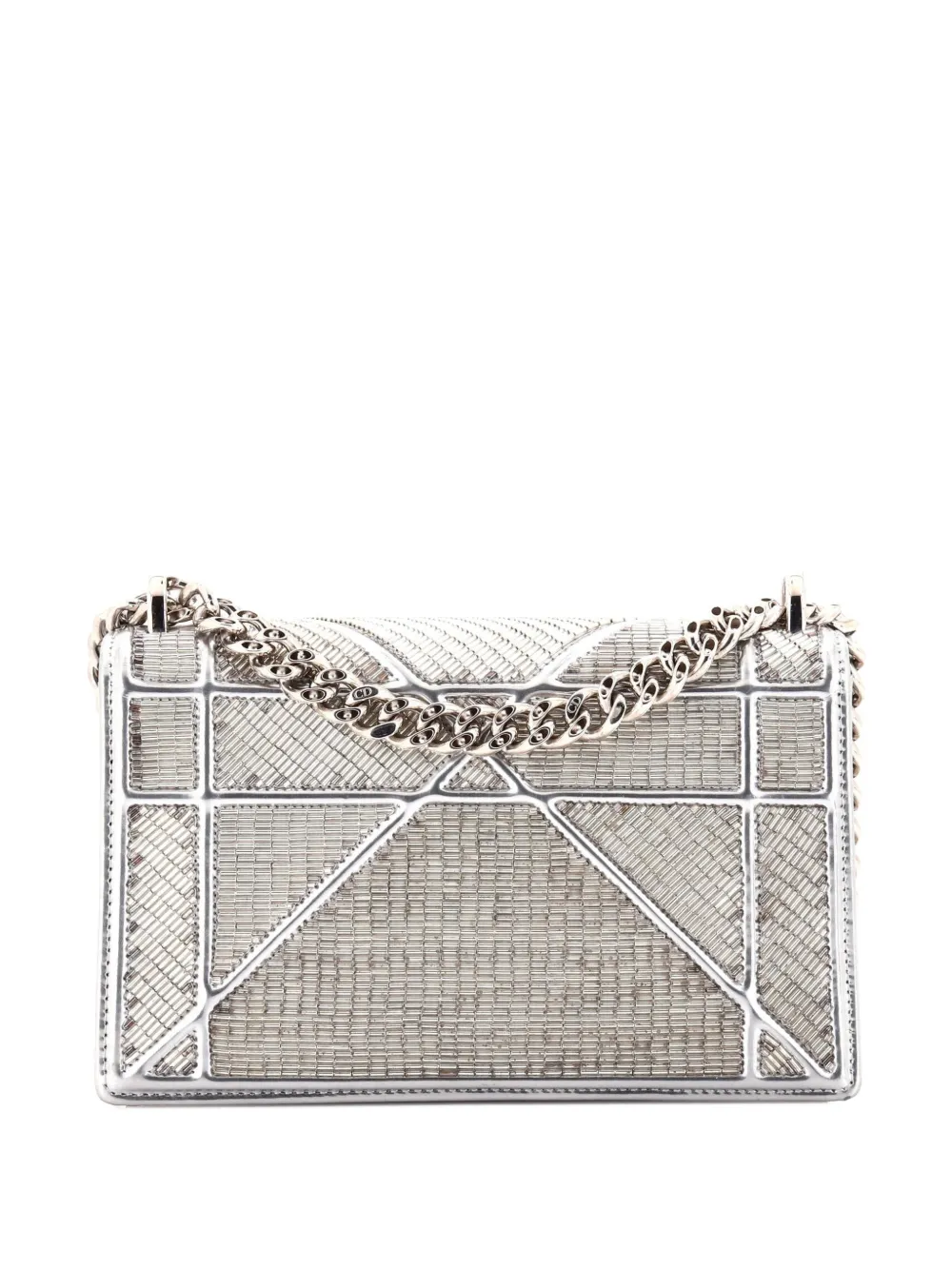 Click to view more detailed imagery on our partner's website Pre-owned Dior Ama Flap Bag Beaded Leather Small Shoulder Bag In Silver