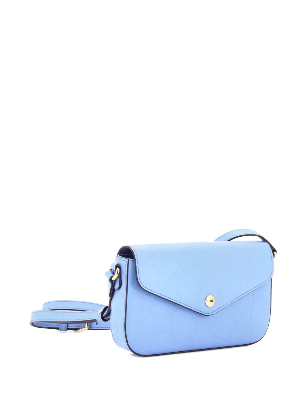 GUCCI Pre-owned Envelope Flap Jumbo Gg Embossed Leather Super Mini Crossbody Bag In Purple