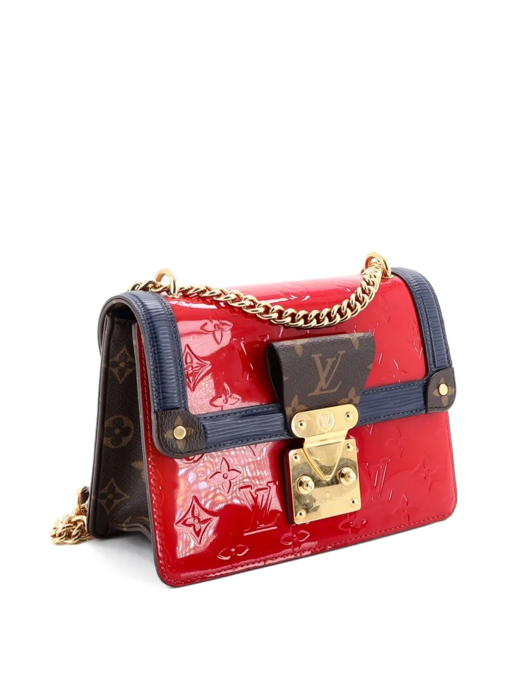 LOUIS VUITTON Pre-owned Wynwood Handbag Monogram Vernis With Monogram Canvas And Epi Leather Crossbody Bag In Blue