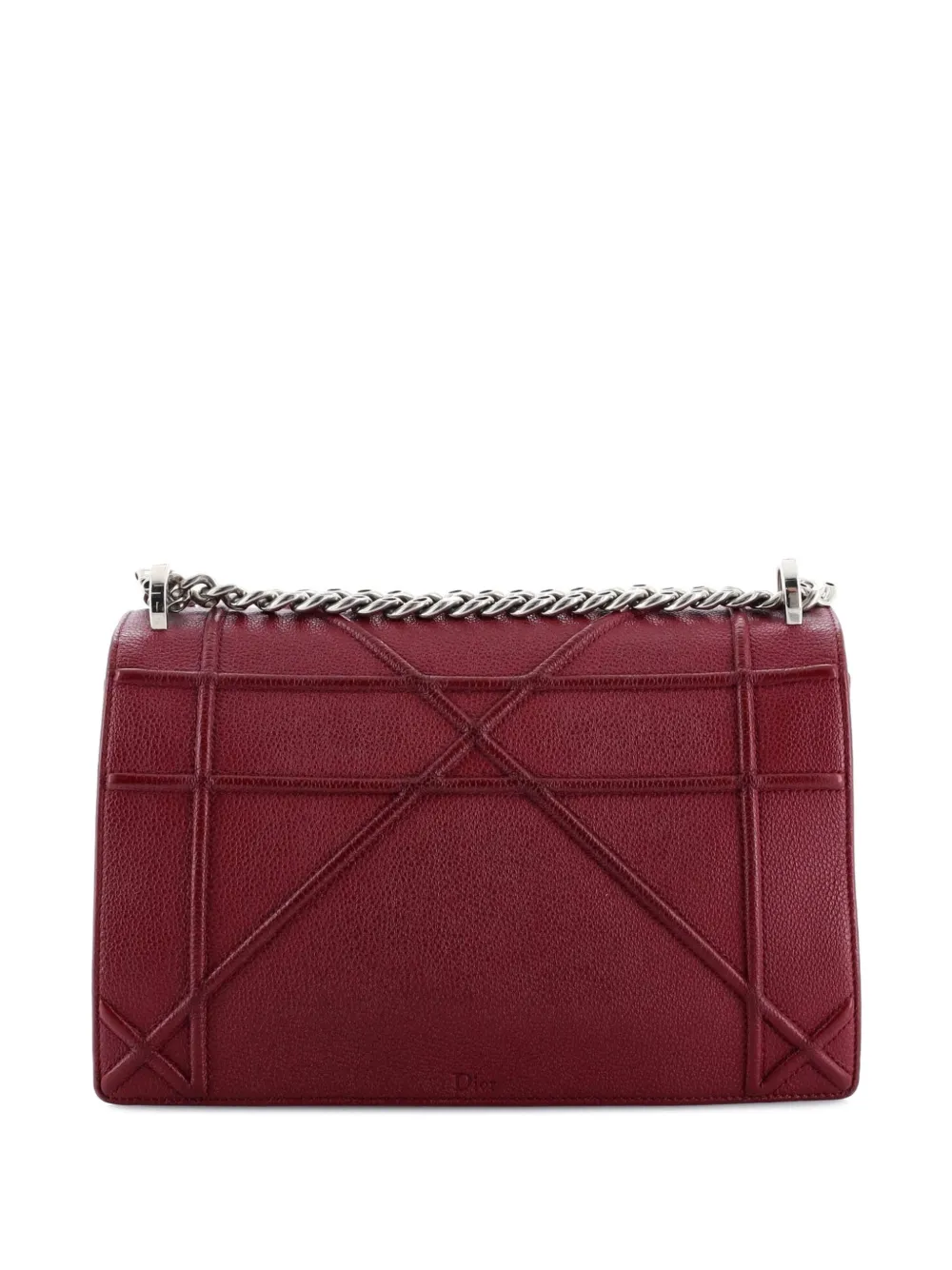 DIOR Pre-owned Ama Flap Bag Grained Calfskin Medium Crossbody Bag In Red