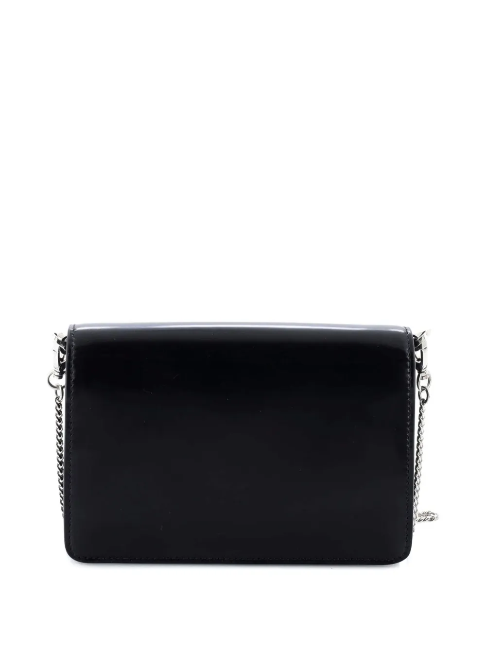 PRADA Pre-owned Maxi Triangle Logo Chain Flap Bag Brushed Leather Small Crossbody Bag In Black