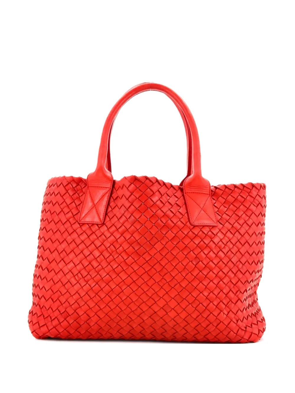 Pre-owned Bottega Veneta Cabat Intrecciato Nappa Small Tote Bag In Red