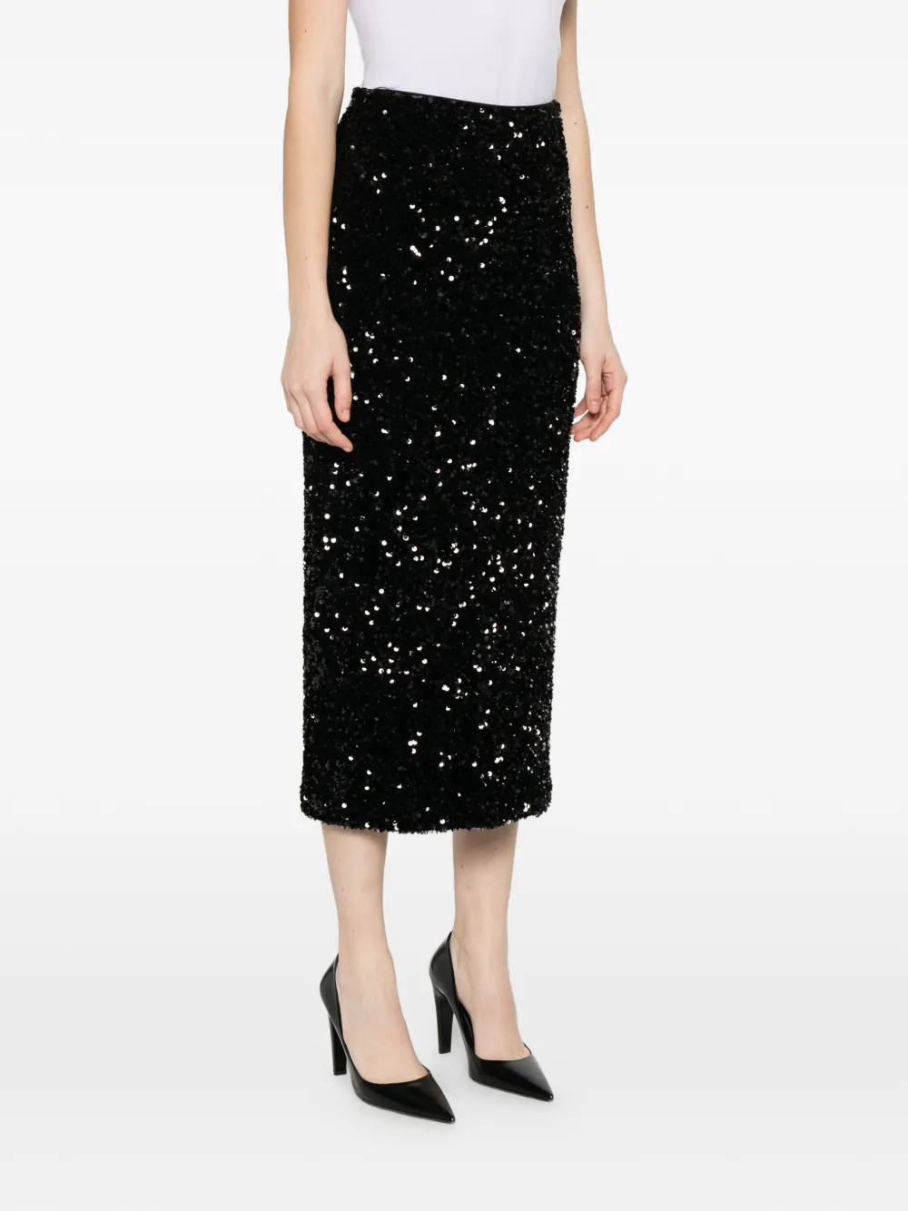 Vince Sequin-embellished Midi Skirt In Black