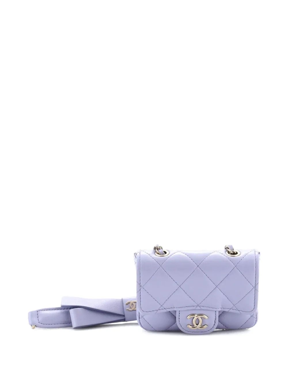 CHANEL Pre-owned Bow Strap Classic Flap Clutch With Chain Quilted Lambskin Mini Shoulder Bag In Purple