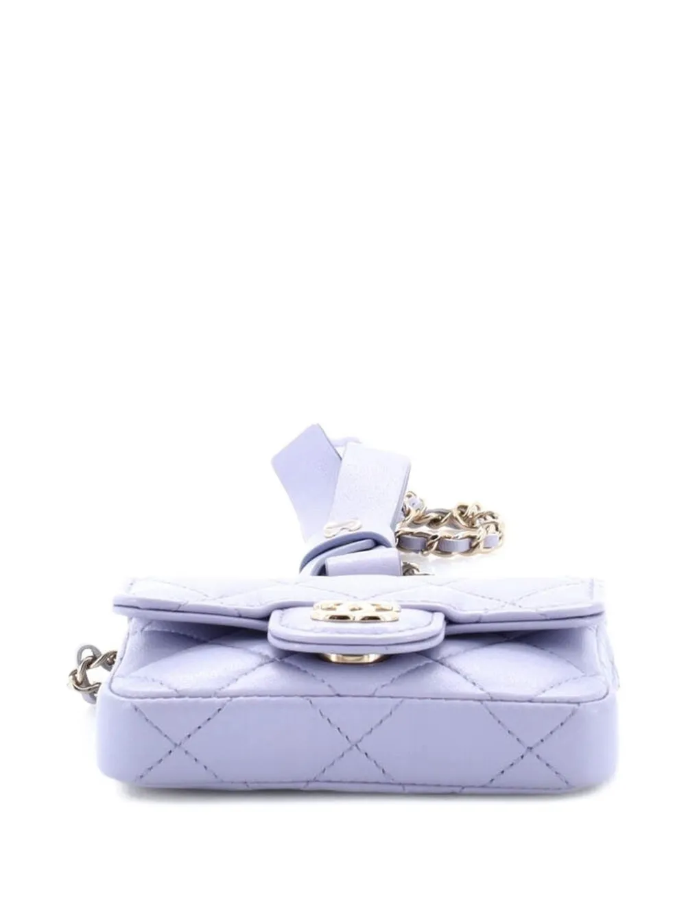 CHANEL Pre-owned Bow Strap Classic Flap Clutch With Chain Quilted Lambskin Mini Shoulder Bag In Purple