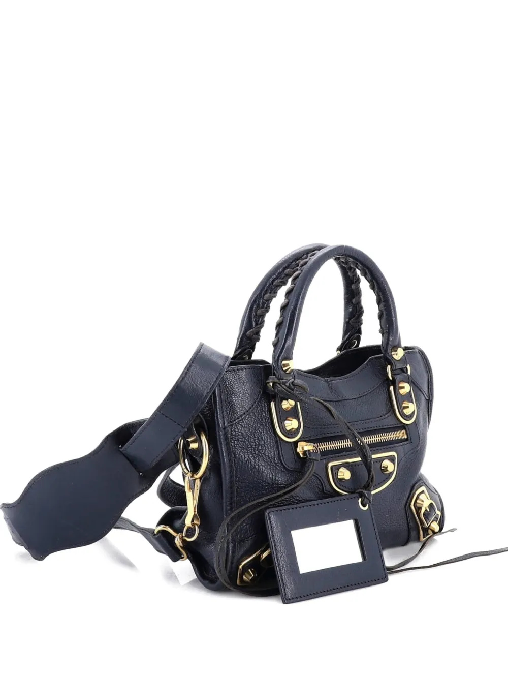 Pre-owned Balenciaga City Classic Metallic Edge Bag Leather Mini Satchel In Blue