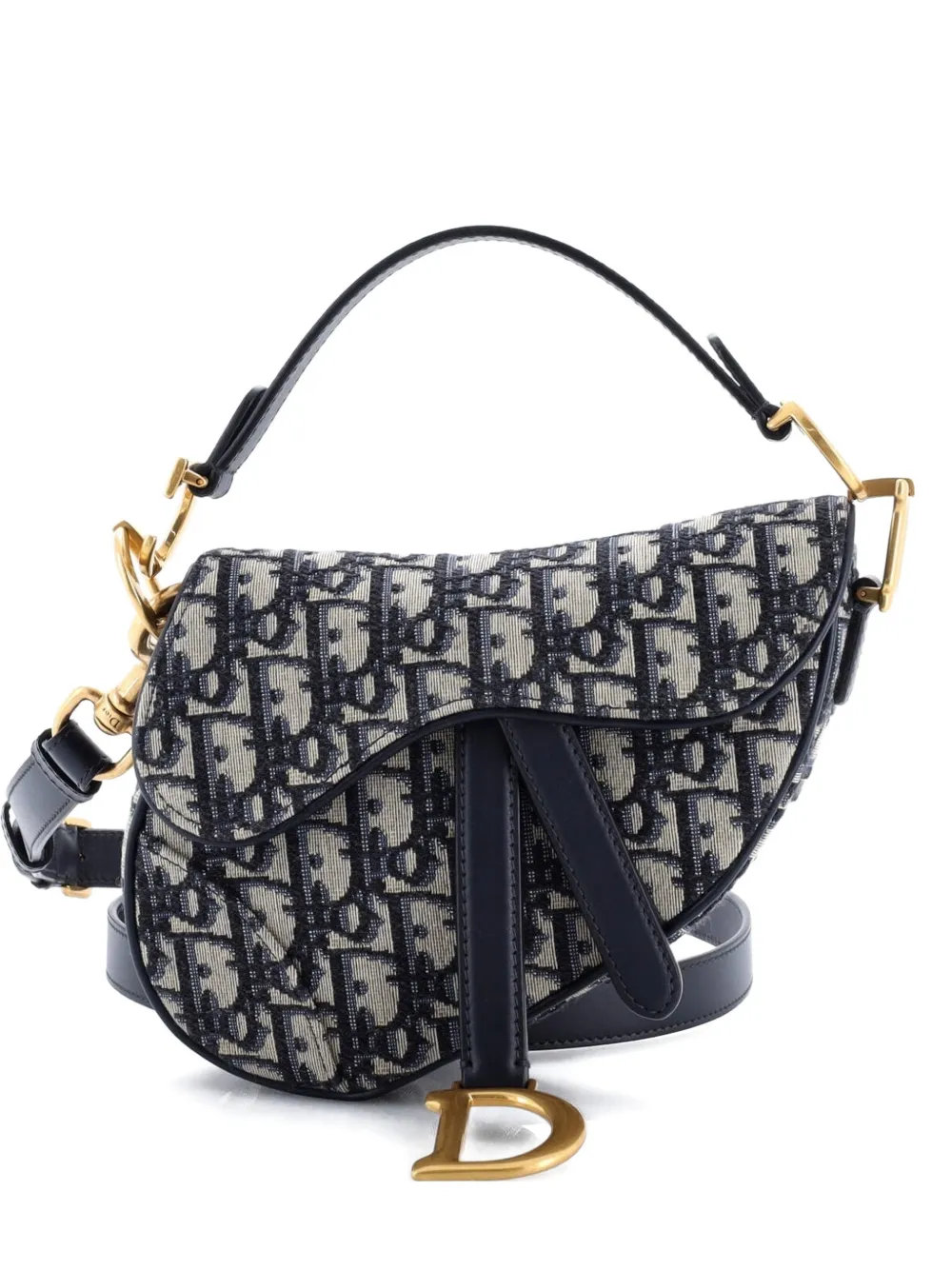 Christian Dior Pre-Owned Saddle Handbag with Strap Oblique Canvas Mini shoulder bag | Blue | Image 1