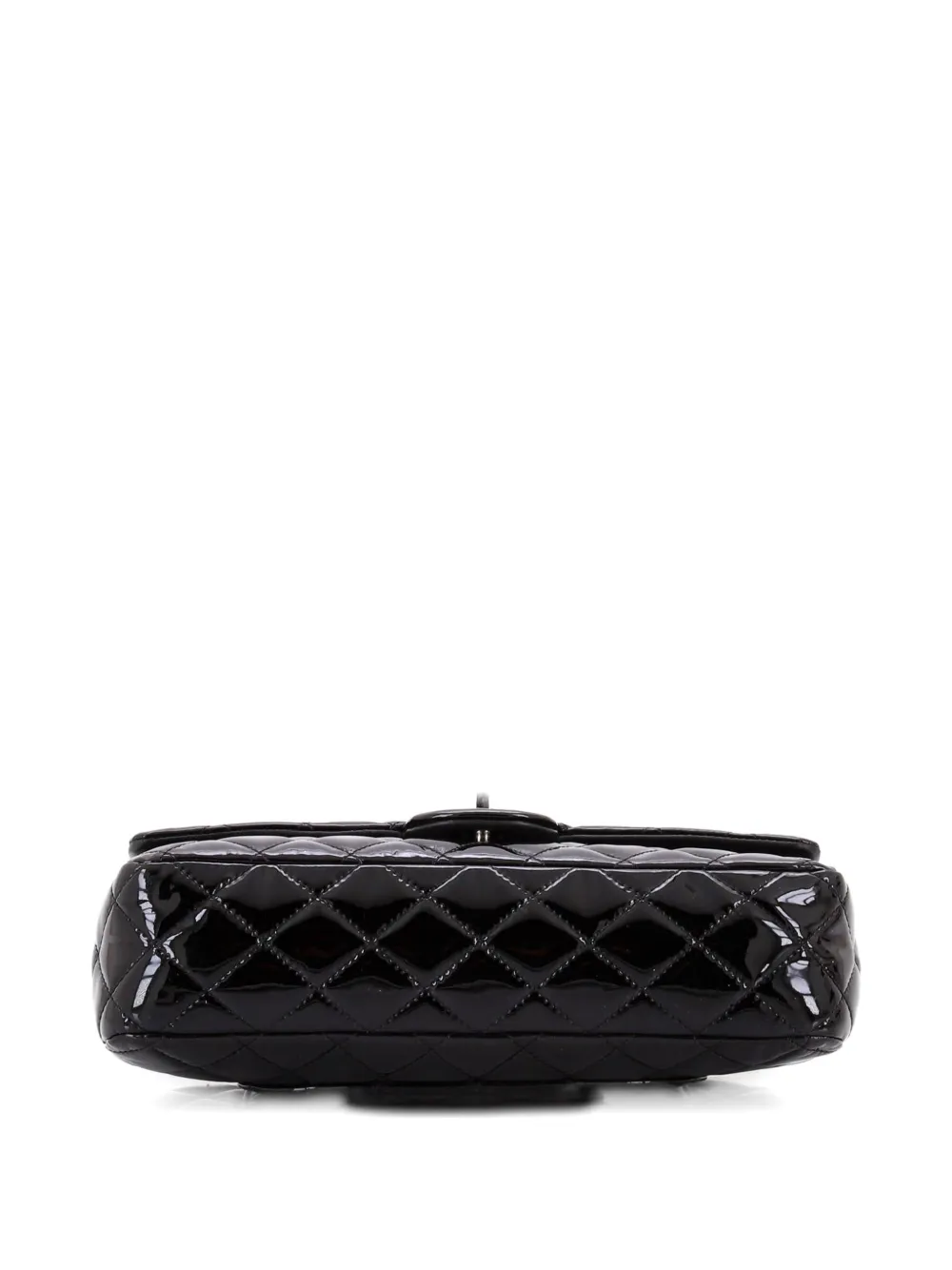 CHANEL Pre-owned Classic Double Flap Bag Quilted Patent Medium Shoulder Bag In Black