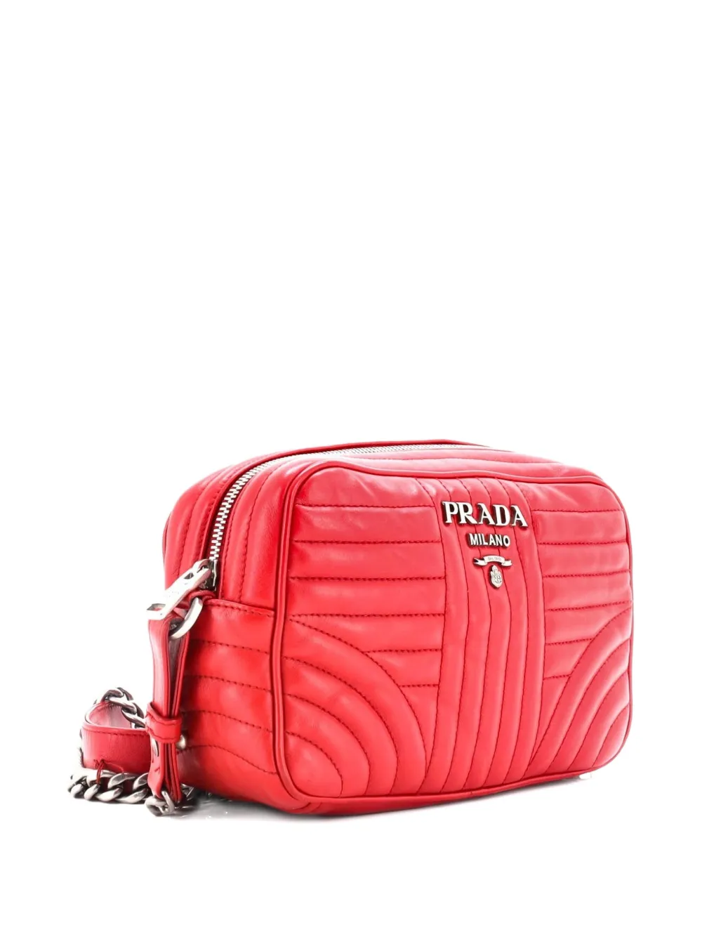 PRADA Pre-owned Camera Bag Diagramme Quilted Leather Small Crossbody Bag In Red