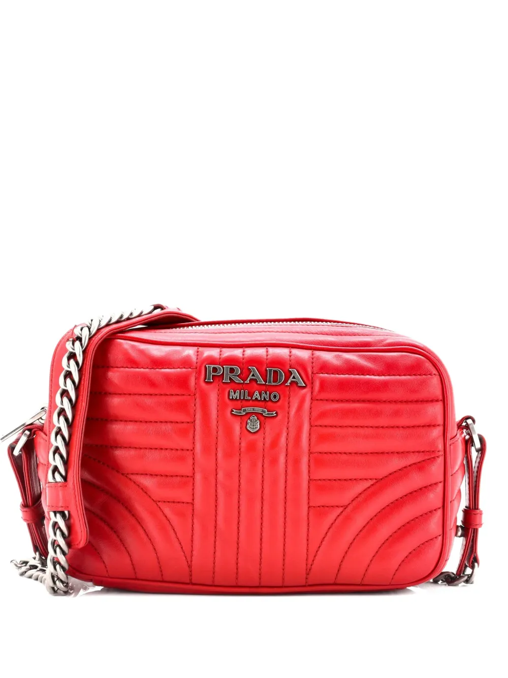 Prada Pre-Owned Camera Bag Diagramme Quilted Leather Small crossbody bag - Rosso