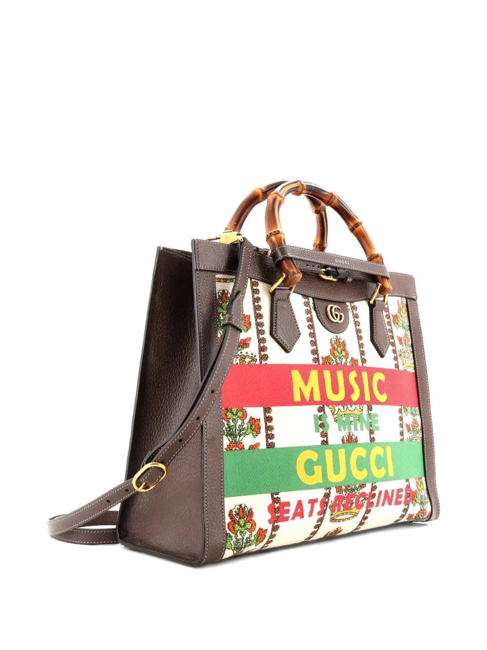 Gucci Pre-Owned Diana NM Bamboo Handle Tote Printed Canvas Medium satchel - Marrone